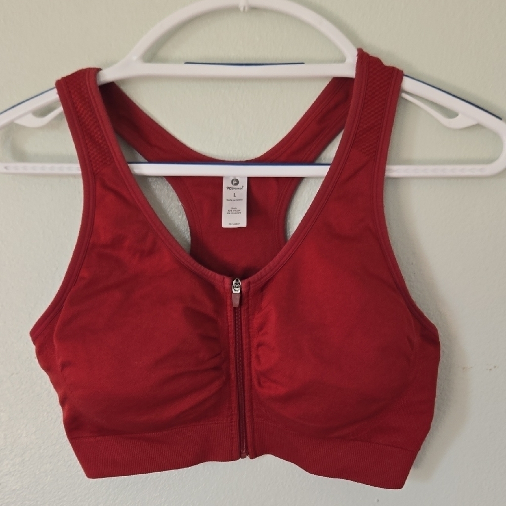 90 Degree | Dark Red Front Close Sports Bra Size Large